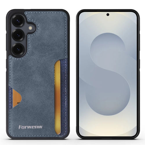 FORWENW F5 Series For Samsung Galaxy A35 5G Phone Case PU Leather+TPU Card Holder Anti-drop Cover - Blue - 1