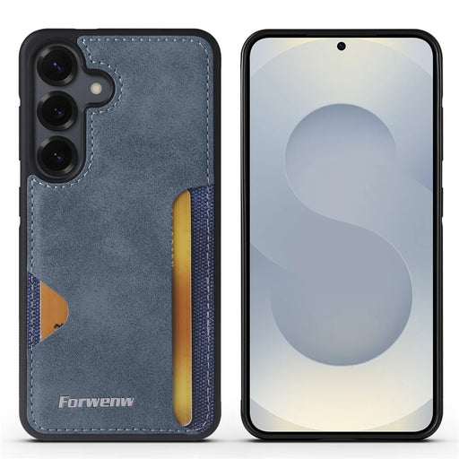 FORWENW F5 Series For Samsung Galaxy A35 5G Phone Case PU Leather+TPU Card Holder Anti-drop Cover - Blue - 1