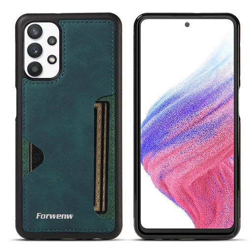 FORWENW F5 Series For Samsung Galaxy A53 5G Cover Leather+TPU Card Holder Anti-scratch Phone Case - Green - 1