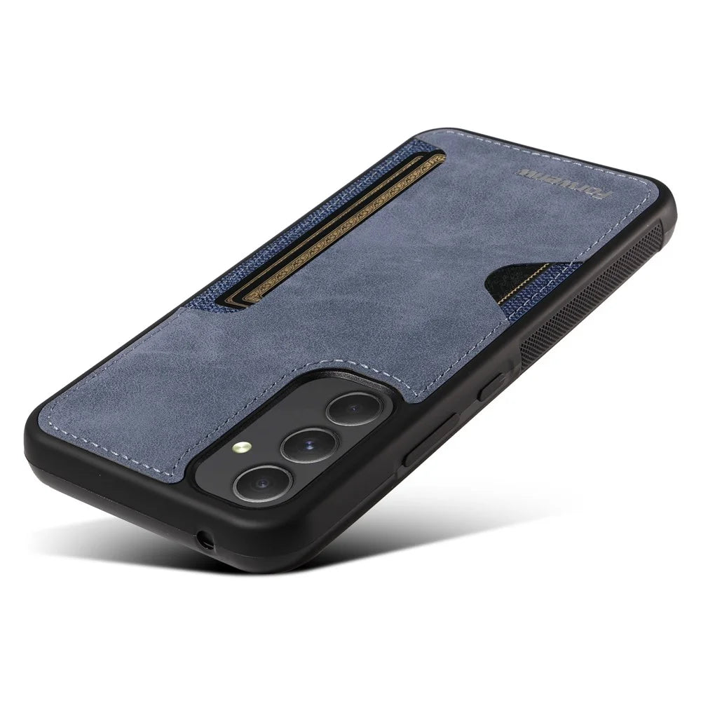 FORWENW F5 Series For Samsung Galaxy A54 5G Cover Card Holder Anti-drop Cell Phone Case - Blue - 5