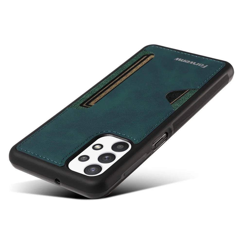 FORWENW F5 Series For Samsung Galaxy A33 5G Cellphone Case Card Holder Leather+TPU Protective Cover - Green - 3