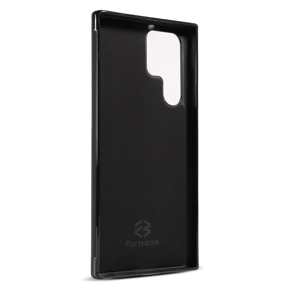 FORWENW F5 Series For Samsung Galaxy S24 Ultra Smartphone Case PU Leather+TPU Card Holder Back Cover - Black - 4