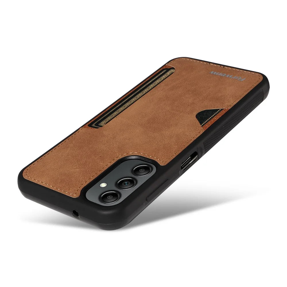 FORWENW F5 Series For Samsung Galaxy S24+ Cell Phone Case Anti-scratch Leather+TPU Card Holder Cover - Brown - 3