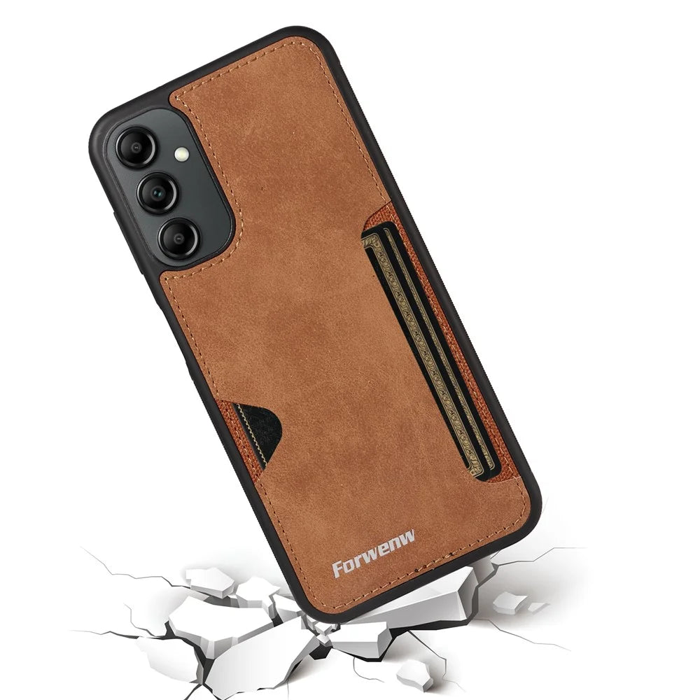 FORWENW F5 Series For Samsung Galaxy S24+ Cell Phone Case Anti-scratch Leather+TPU Card Holder Cover - Brown - 4