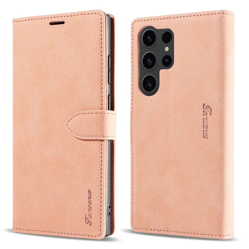 FORWENW F1 Series For Samsung Galaxy S24 Ultra Cell Phone Cover Flip Leather Wallet Stand Case - Rose Gold - 1