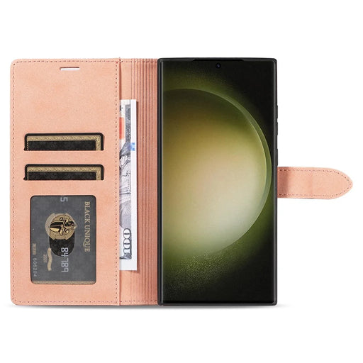 FORWENW F1 Series For Samsung Galaxy S24 Ultra Cell Phone Cover Flip Leather Wallet Stand Case - Rose Gold - 2