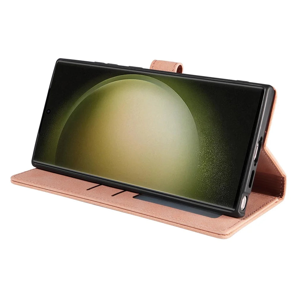 FORWENW F1 Series For Samsung Galaxy S24 Ultra Cell Phone Cover Flip Leather Wallet Stand Case - Rose Gold - 3