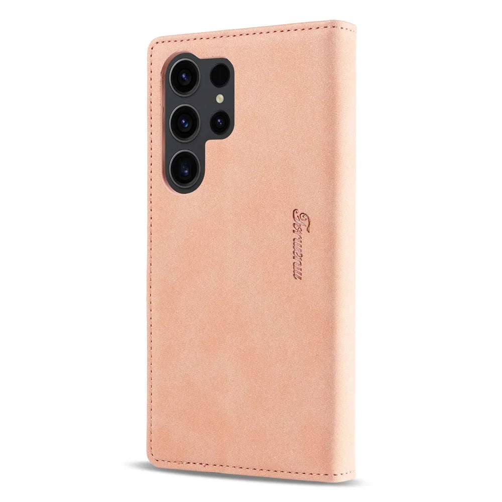 FORWENW F1 Series For Samsung Galaxy S24 Ultra Cell Phone Cover Flip Leather Wallet Stand Case - Rose Gold - 7