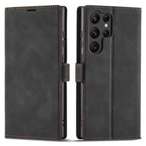 FORWENW Fantasy Series for Samsung Galaxy S24 Ultra Skin-touch Leather Phone Cover Stand Wallet Case - Black - 1