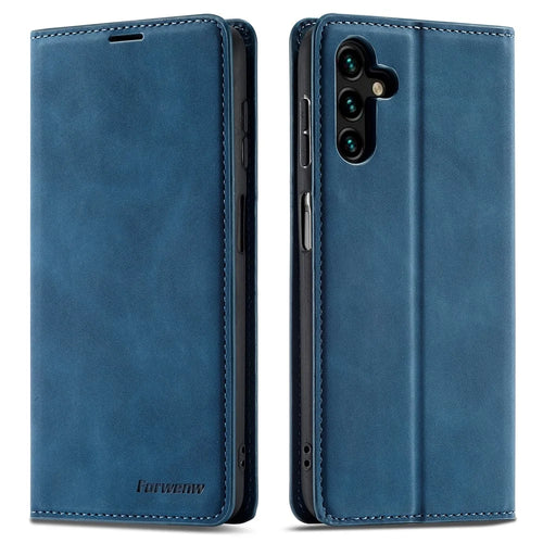 FORWENW Fantasy Series for Samsung Galaxy A15 5G Stand Wallet Case Skin-touch Leather Cell Phone Cover - Blue - 1