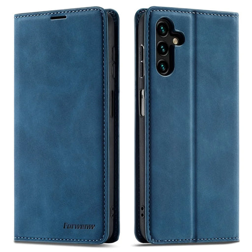FORWENW Fantasy Series for Samsung Galaxy A15 5G Stand Wallet Case Skin-touch Leather Cell Phone Cover - Blue - 1