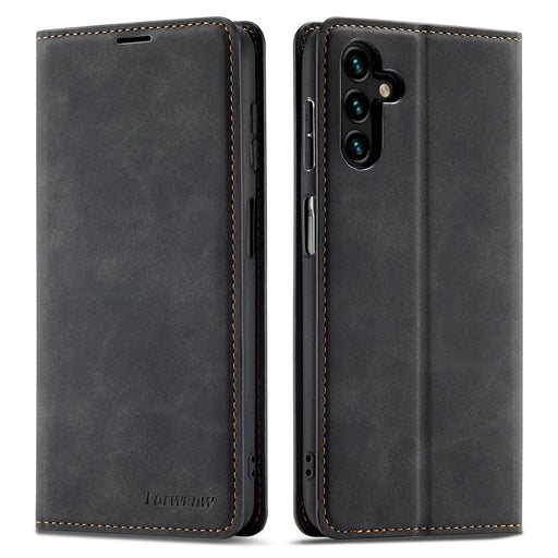 FORWENW Fantasy Series for Samsung Galaxy A35 5G Stand Wallet PU Leather Phone Cover Anti-drop Case - Black - 1