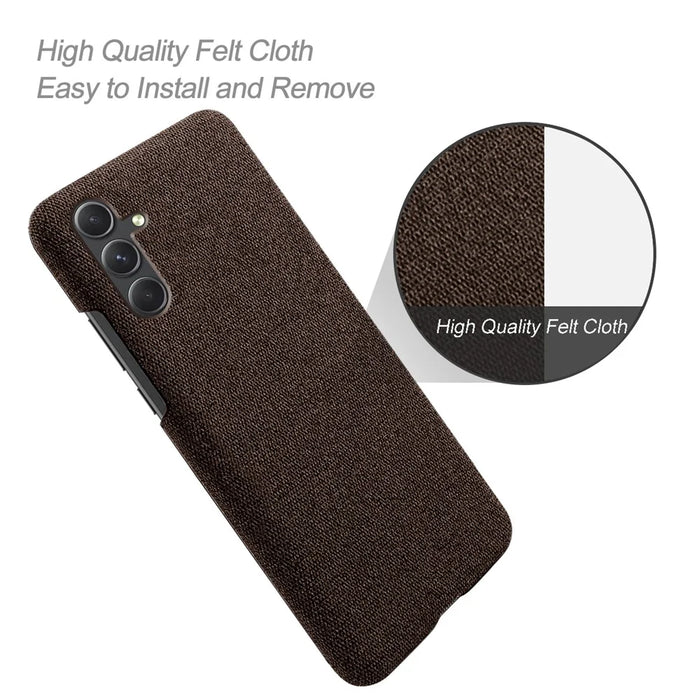 For Samsung Galaxy A55 5G Cloth+PC Phone Case Shockproof Slim Cell Phone Cover - Brown - 2