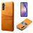 For Samsung Galaxy A35 5G Phone Case Leather+PC Shockproof Cover with Dual Card Slots - Orange - 1
