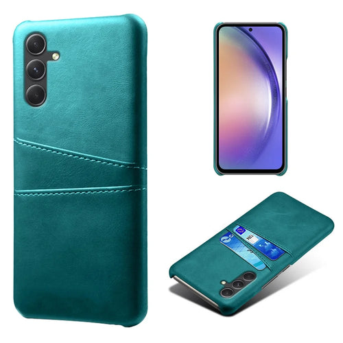 Shockproof Phone Case for Samsung Galaxy A55 5G PU Leather+PC Cover with Dual Card Slots - Green - 1