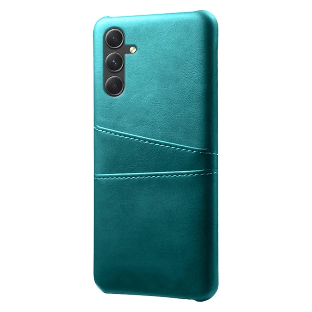 Shockproof Phone Case for Samsung Galaxy A55 5G PU Leather+PC Cover with Dual Card Slots - Green - 3
