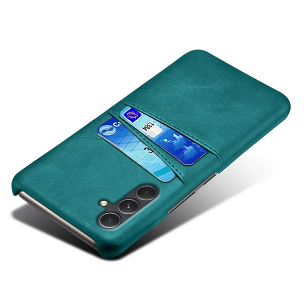 Shockproof Phone Case for Samsung Galaxy A55 5G PU Leather+PC Cover with Dual Card Slots - Green - 4