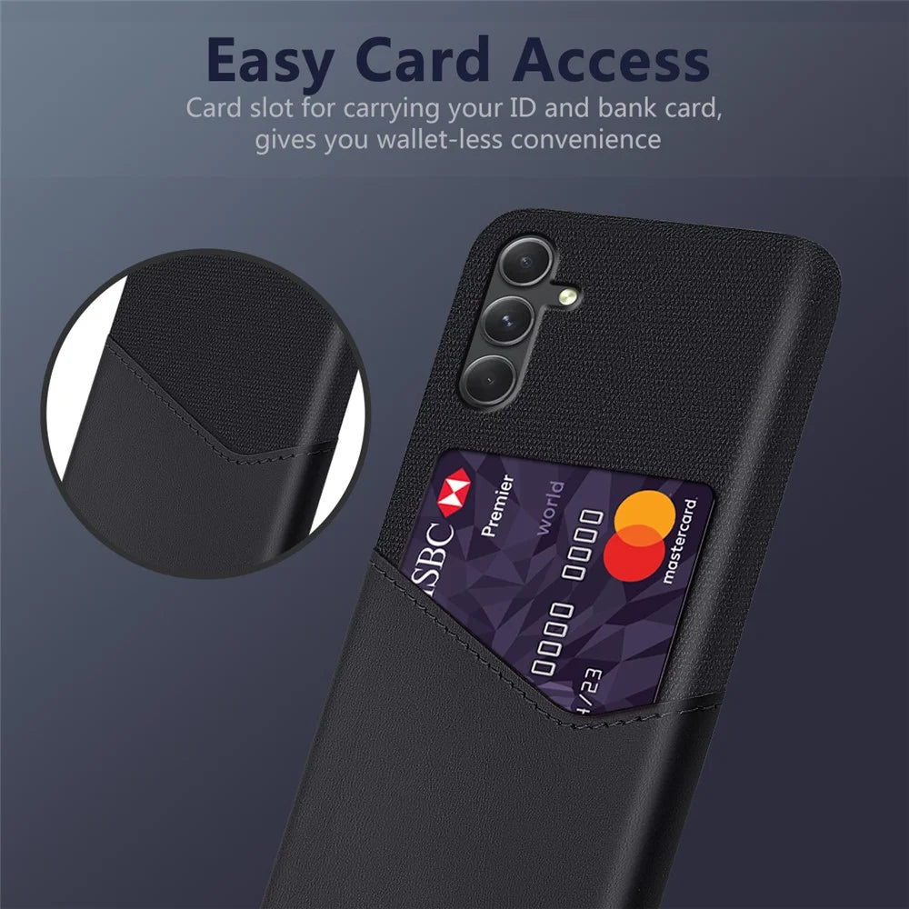 For Samsung Galaxy A55 5G Case Anti-Collision Card Slot PU Leather+PC Cell Phone Cover - Black - 4