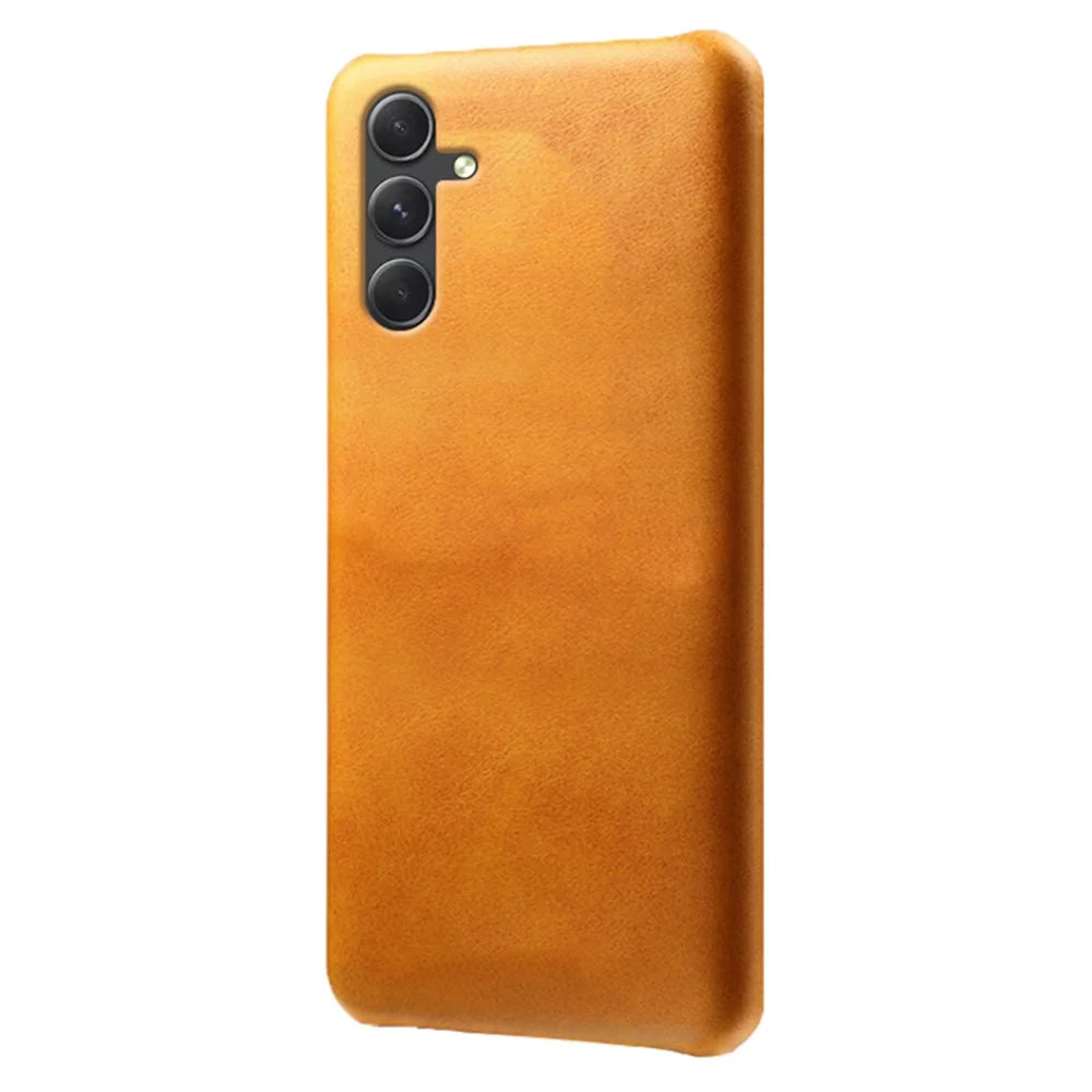For Samsung Galaxy A35 5G PU Leather+PC Mobile Phone Cover Calf Texture Case - Orange - 1