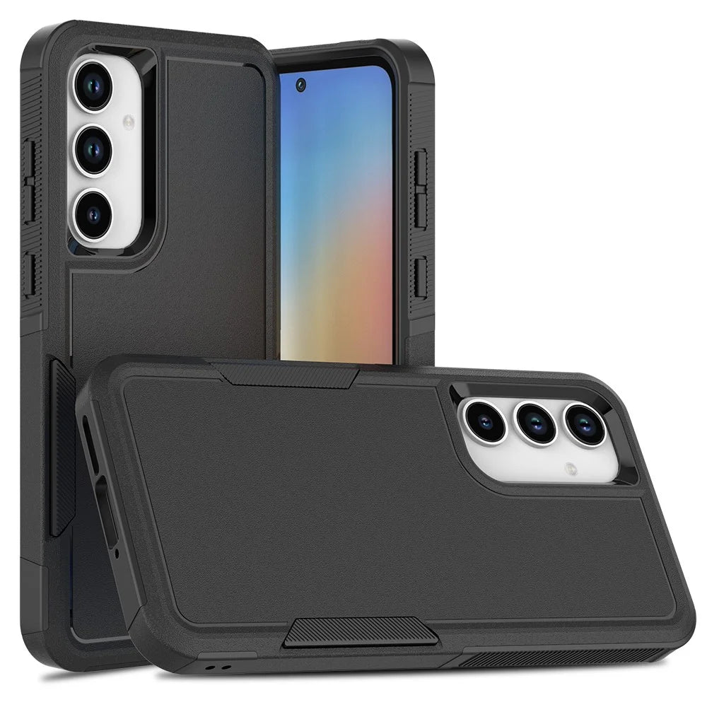For Samsung Galaxy A55 5G Case PC+TPU 2-in-1 Shockproof Protective Phone Cover - Black - 1