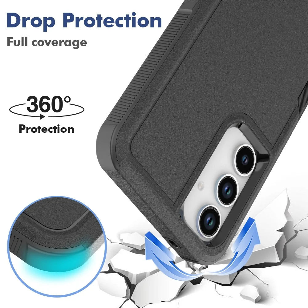 For Samsung Galaxy A55 5G Case PC+TPU 2-in-1 Shockproof Protective Phone Cover - Black - 3