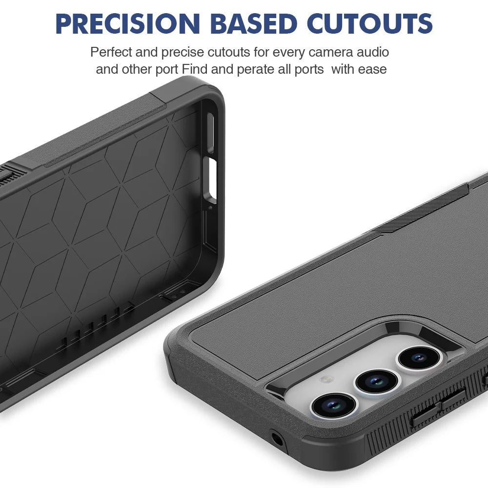 For Samsung Galaxy A55 5G Case PC+TPU 2-in-1 Shockproof Protective Phone Cover - Black - 5