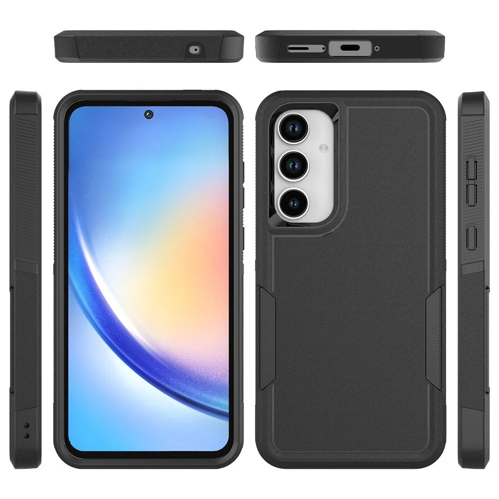 For Samsung Galaxy A55 5G Case PC+TPU 2-in-1 Shockproof Protective Phone Cover - Black - 6
