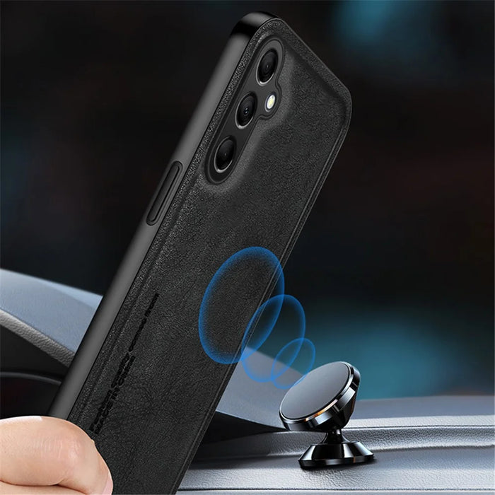 For Samsung Galaxy A35 5G Case Retro Style PU Leather+TPU Protective Shell - Black - 5