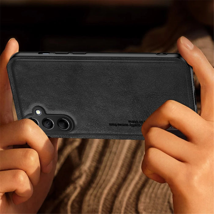 For Samsung Galaxy A35 5G Case Retro Style PU Leather+TPU Protective Shell - Black - 6