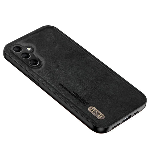 For Samsung Galaxy S23 FE Case Shockproof TPU+PU Cell Phone Cover Built-in Metal Sheet - Black - 1