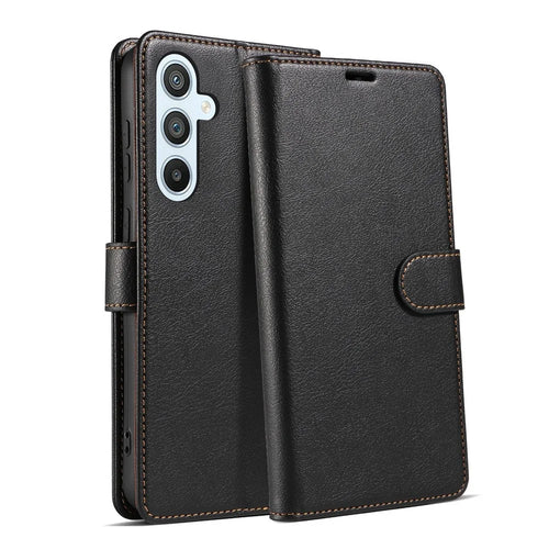 For Samsung Galaxy A55 5G Magnetic Phone Case RFID Blocking Leather Anti-fall Cover - Black - 1