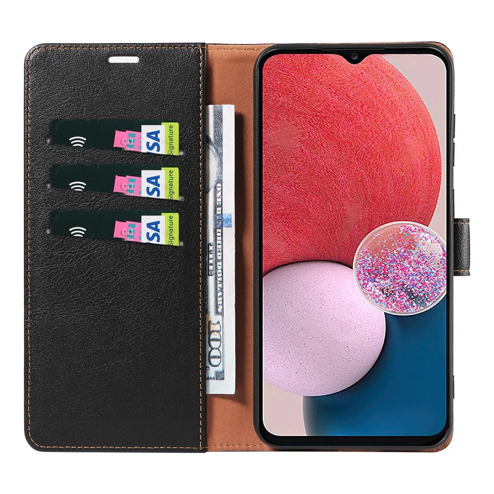 For Samsung Galaxy A55 5G Magnetic Phone Case RFID Blocking Leather Anti-fall Cover - Black - 7