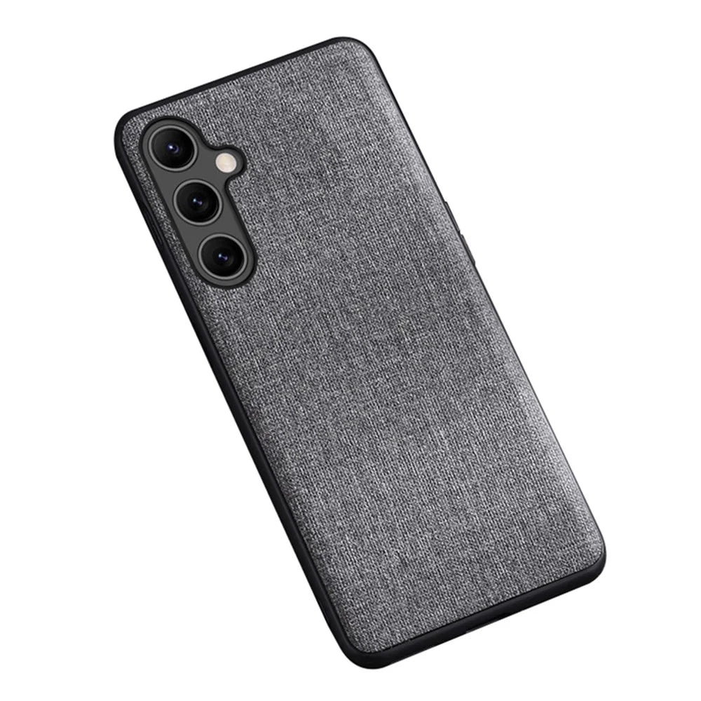 For Samsung Galaxy A55 5G Case PC+Cloth Shockproof Smart Phone Cover - Grey - 1