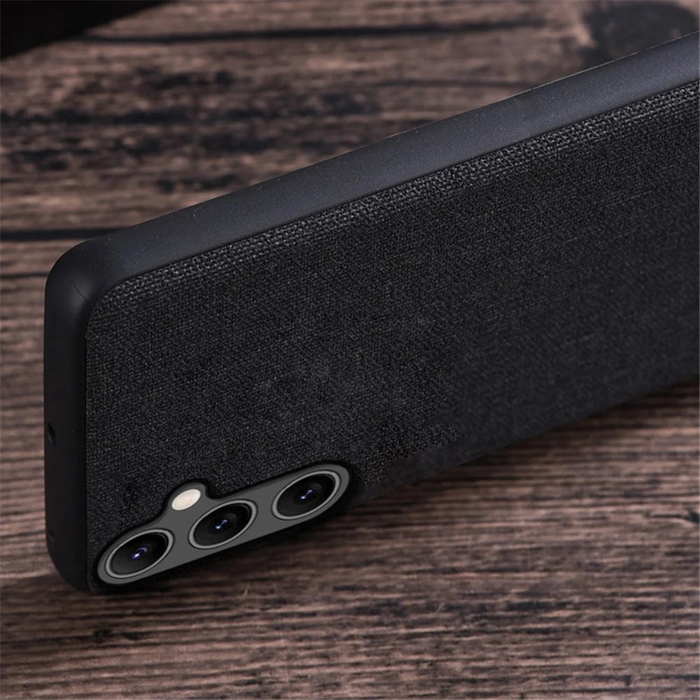 For Samsung Galaxy S24 Case PC+Cloth Anti-Scratch Mobile Phone Cover - Grey - 6