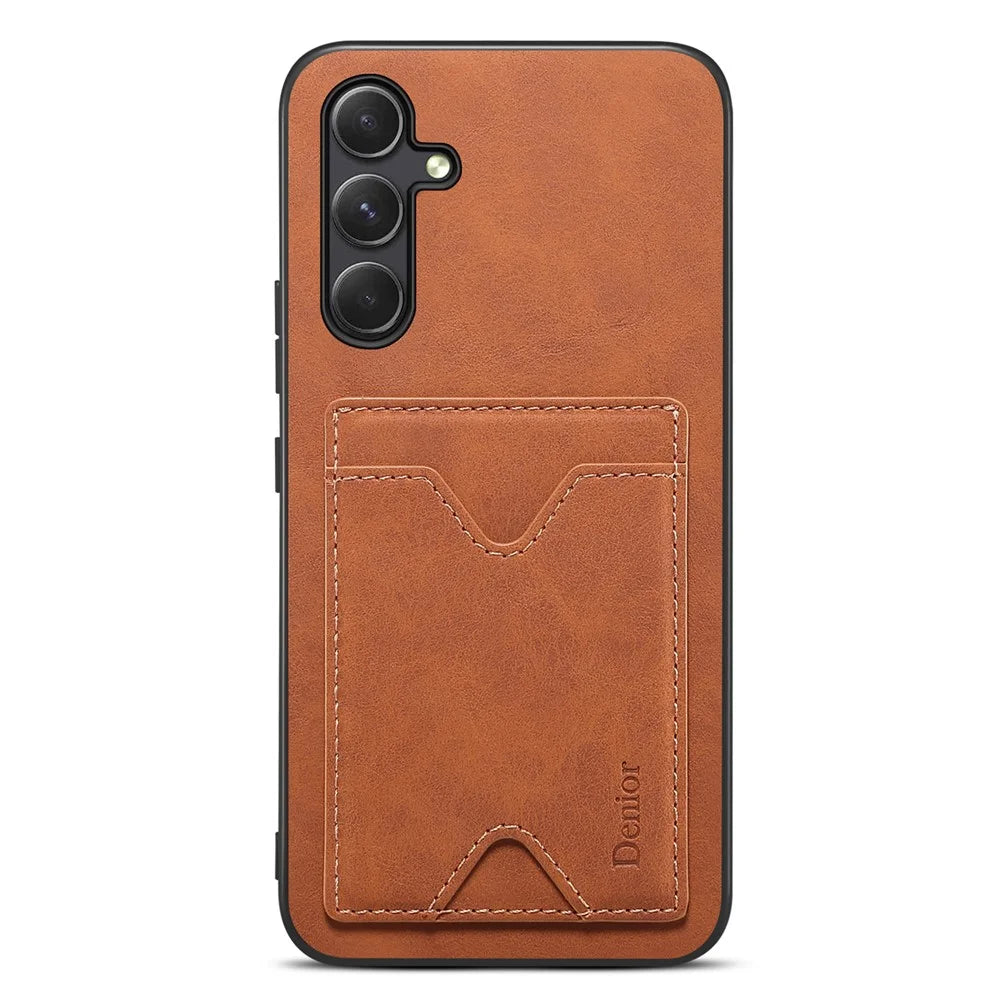 DENIOR For Samsung Galaxy A35 5G Case Leather+TPU Card Slot Phone Cover - Brown - 1