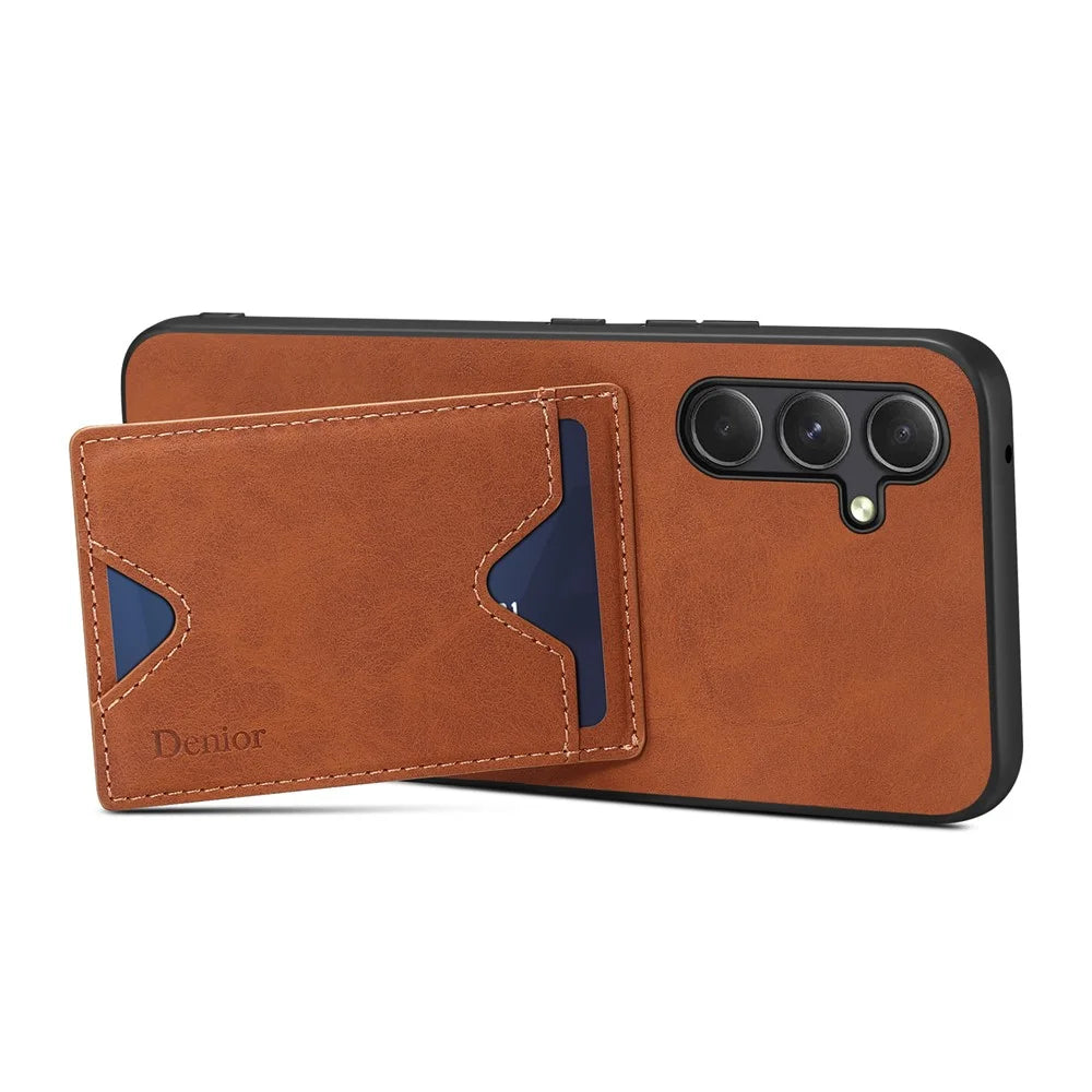 DENIOR For Samsung Galaxy A35 5G Case Leather+TPU Card Slot Phone Cover - Brown - 3
