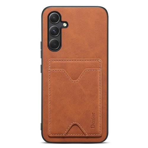 DENIOR For Samsung Galaxy A15 5G Case Kickstand Card Slot Phone Cover - Brown - 1