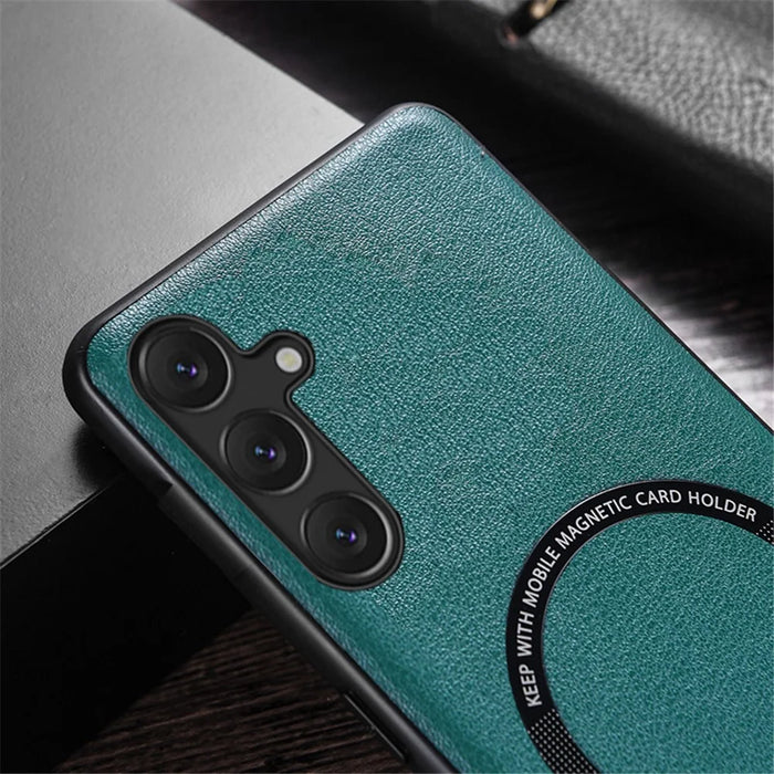 For Samsung Galaxy S24+ Magnetic Case PU Leather+TPU Drop-proof Phone Guard Cover - Green - 3