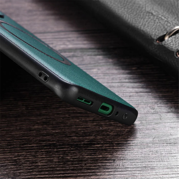 For Samsung Galaxy S24+ Magnetic Case PU Leather+TPU Drop-proof Phone Guard Cover - Green - 4