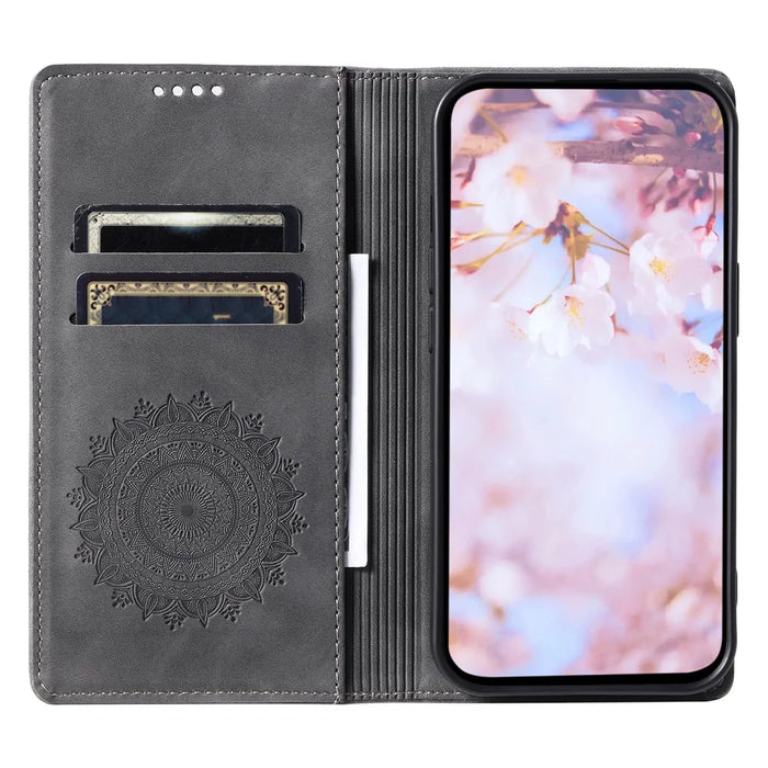 For Samsung Galaxy A35 5G Case Leather Wallet Flip Cover Magnetic Auto Closing - Grey - 2