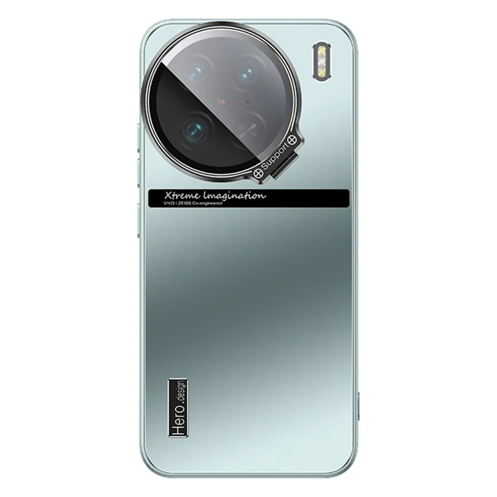For vivo X90 5G / X90s 5G Case TPU+PC Lens Kickstand Cover with Anti-slip Strips - Cyan - 1