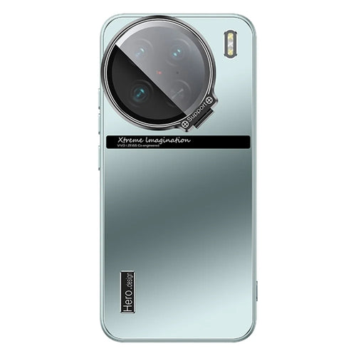 For vivo X90 5G / X90s 5G Case TPU+PC Lens Kickstand Cover with Anti-slip Strips - Cyan - 1