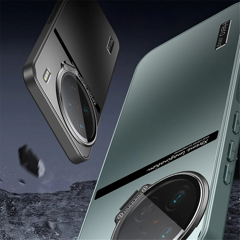 For vivo X90 5G / X90s 5G Case TPU+PC Lens Kickstand Cover with Anti-slip Strips - Cyan - 7