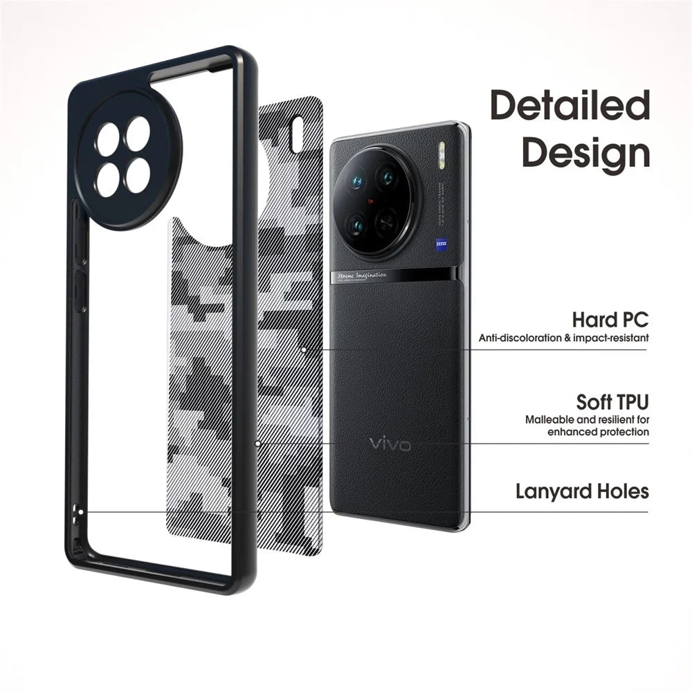 IBMRS For vivo X90 Pro 5G Case Drop-proof TPU+PC Protective Shell - Grid Camouflage - 2
