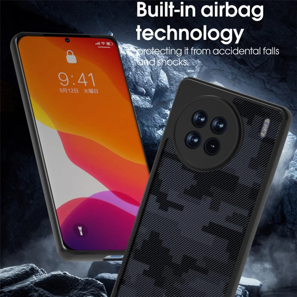 IBMRS For vivo X90 Pro 5G Case Drop-proof TPU+PC Protective Shell - Grid Camouflage - 5