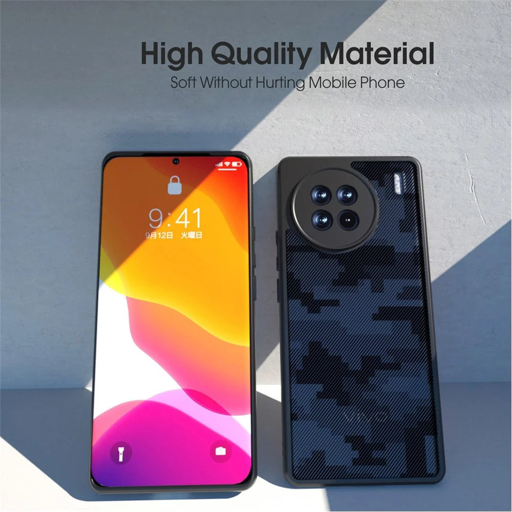 IBMRS For vivo X90 Pro 5G Case Drop-proof TPU+PC Protective Shell - Grid Camouflage - 6