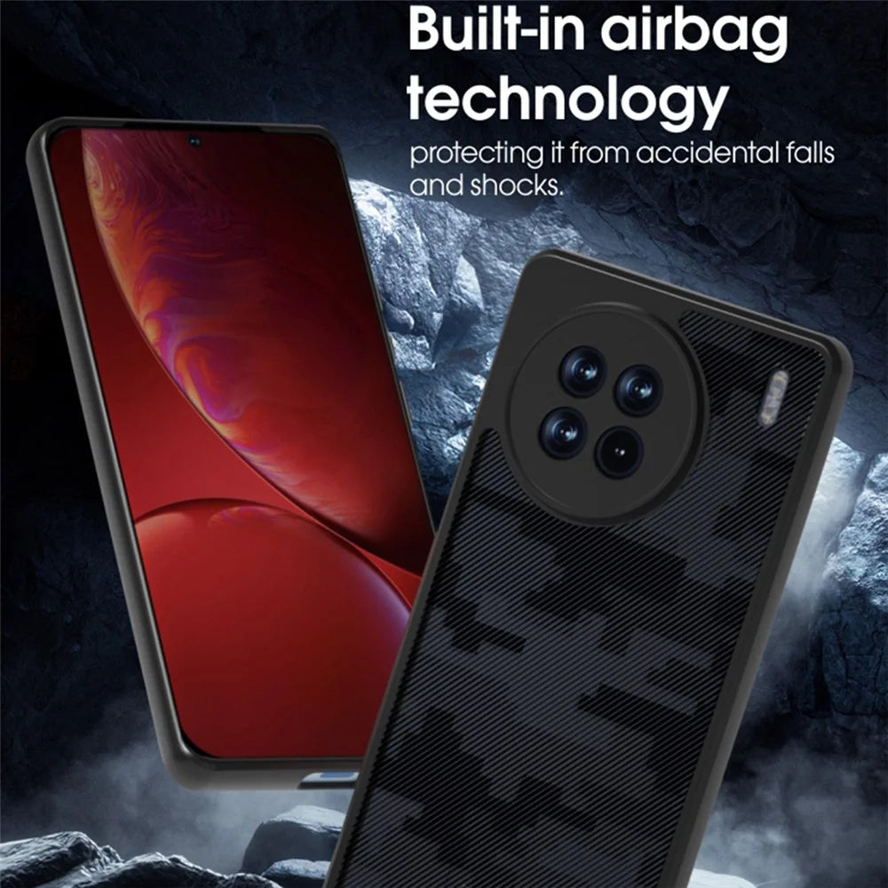 IBMRS For vivo X90 Pro+ 5G Case Drop-proof TPU+PC Phone Protective Shell - Grid Camouflage - 5