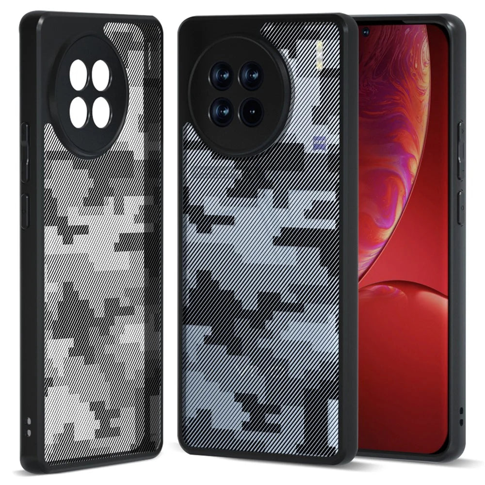 IBMRS For vivo X90 5G Case Airbag Protection TPU+PC Phone Protector  - Grid Camouflage - 1