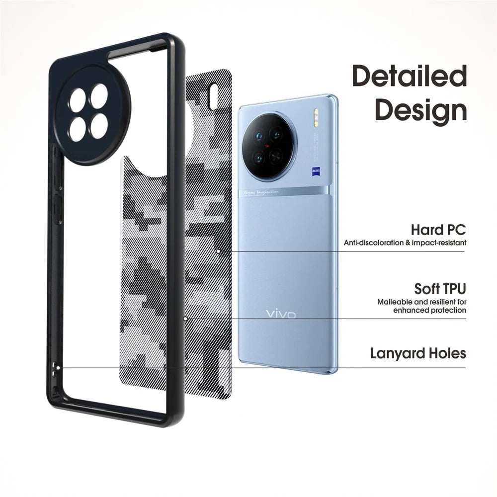 IBMRS For vivo X90 5G Case Airbag Protection TPU+PC Phone Protector  - Grid Camouflage - 2