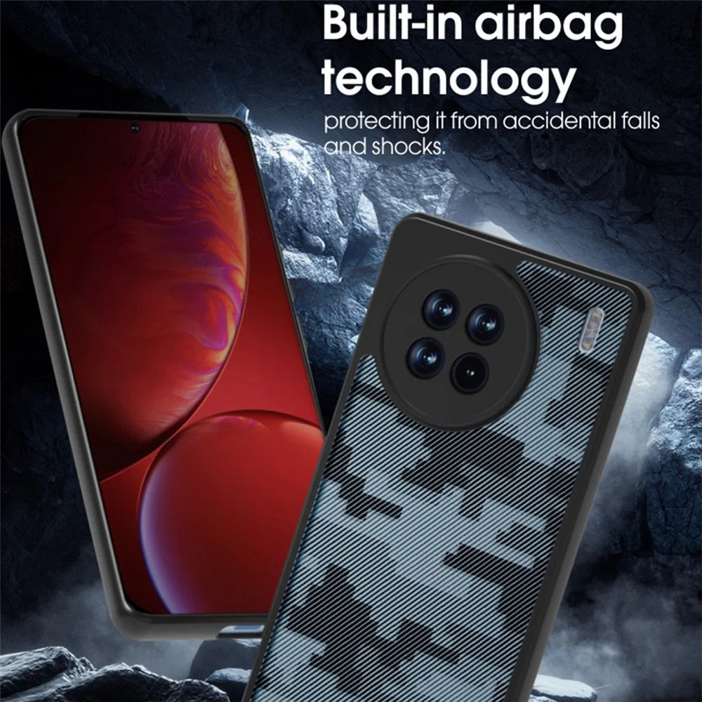 IBMRS For vivo X90 5G Case Airbag Protection TPU+PC Phone Protector  - Grid Camouflage - 5